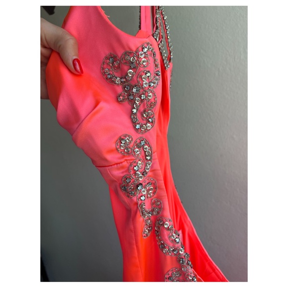 Peach Maxi Party Dress 💎 - Picture 6 of 7